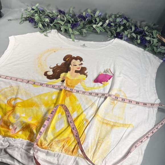 Disney Belle Blouse Womens Princess Top Beauty Beast Book Gown Waistband Shirt - Picture 5 of 16
